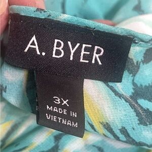A. Byer Turquoise and Yellow Blouse 3x